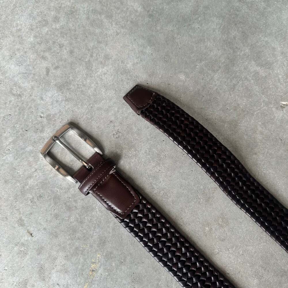 Torino Italian Leather Woven Belt - Size 42